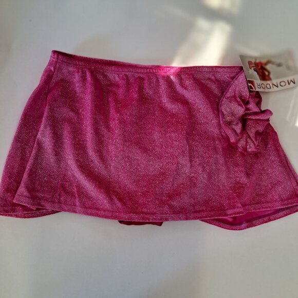 Mondor adult XL figure skating flat skirt velour sparly fabric NWT pink - Picture 2 of 4